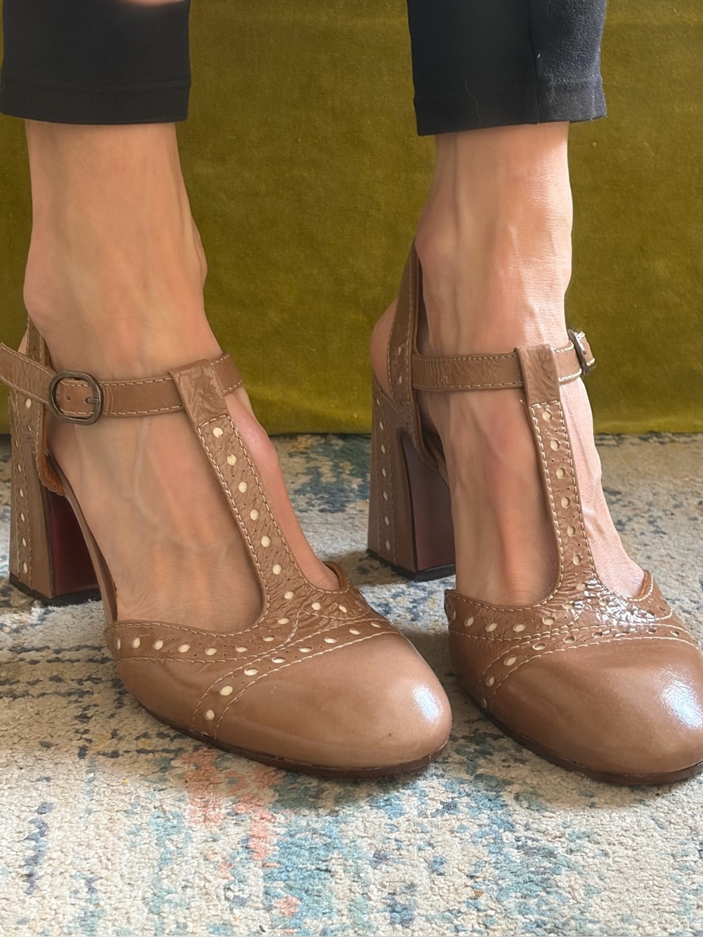 Chie Mihara  T-Strap Heels Cafe au Lait